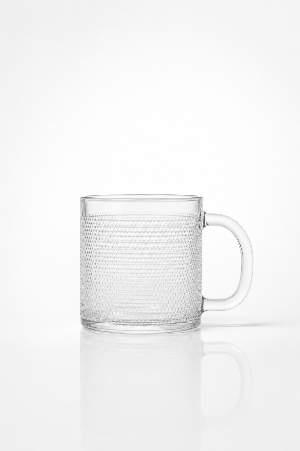 Clear Beaded Glass Mug with Handle